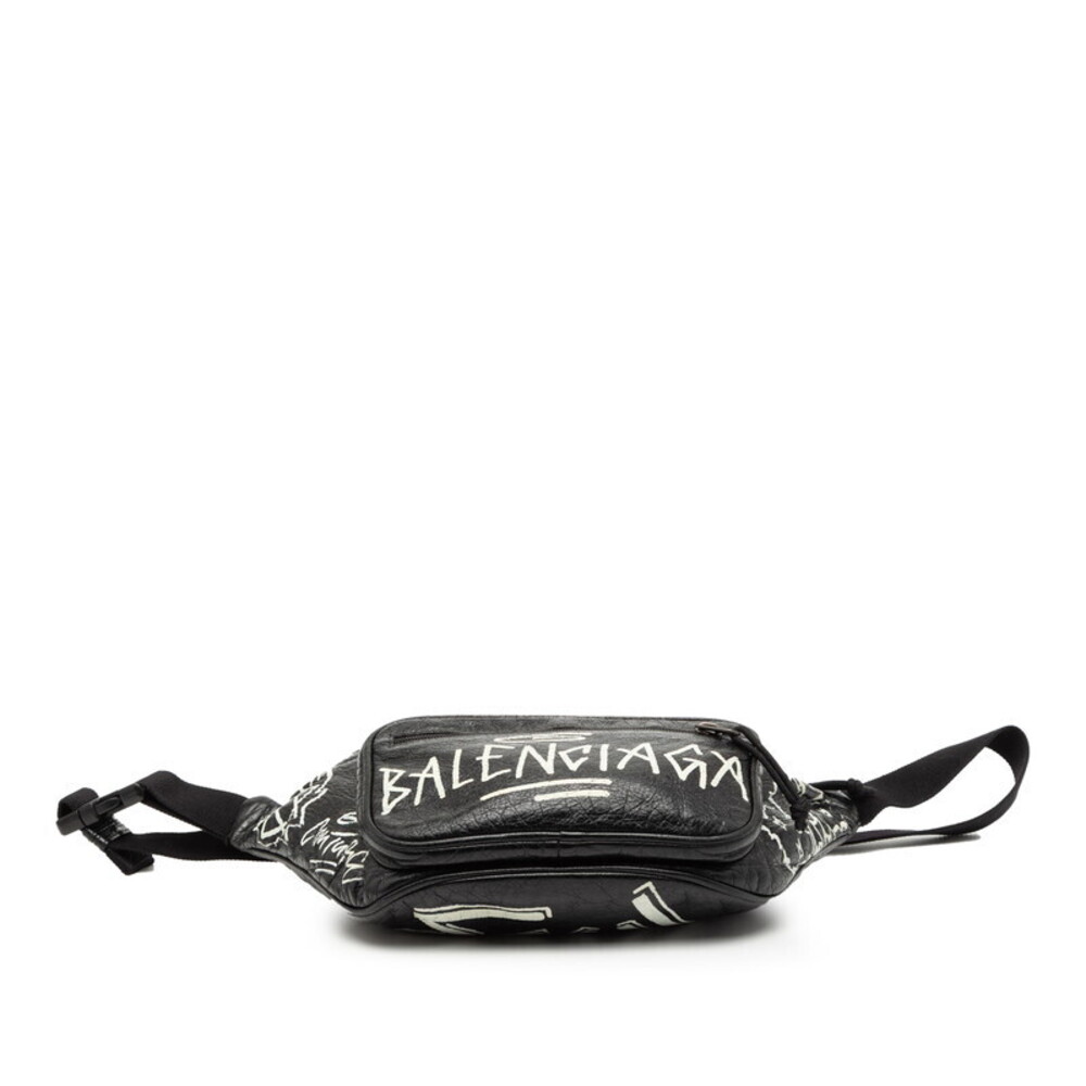 Balenciaga Graffiti Explorer Body Belt Crossbody Bag Waist Black White Leather - Picture 3 of 8